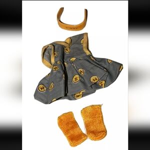 Vintage doll outfit yellow socks Ginny headband gray tennis dress